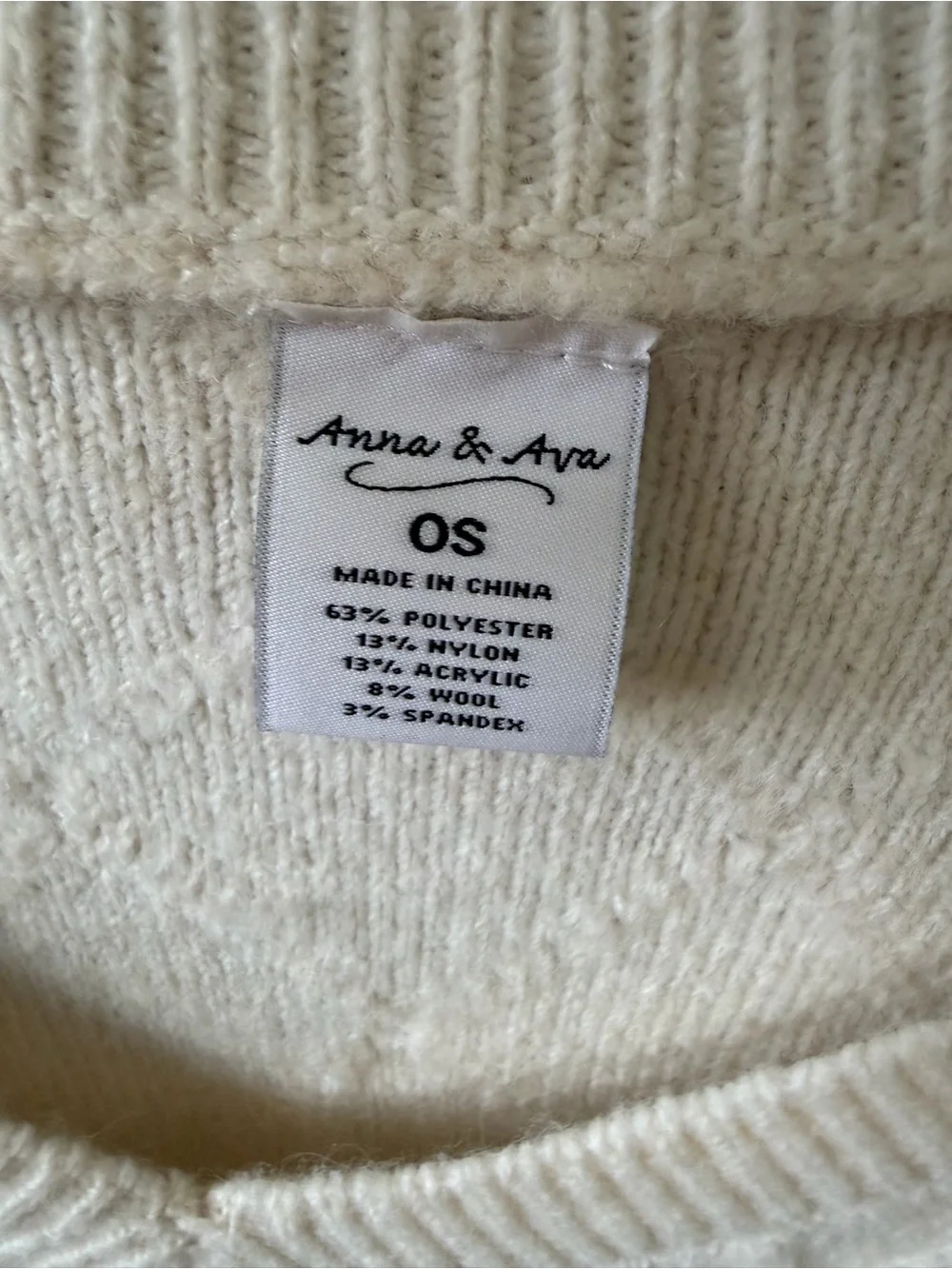 Cream V-Neck Beaded Diamond Knit Poncho style Sweater Small